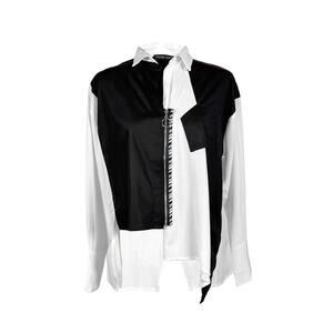Women's Black White Long Sleeve Shirt Size S Asymmetrical Michael Tyler NWT